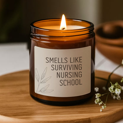 Nursing School Gift, Graduation Gift, Nurse Gift, Funny Candle, Nurse Candle, Personalized Candle, Scented Soy Candle (Multi-Size, Amber Jar)