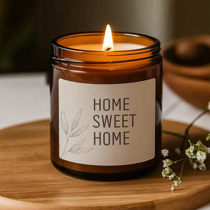 Home Sweet Home, New Home Gift, Welcome Home, Housewarming Candle, Realtor Gift, New Apartment, Scented Soy Candle (Multi-Size, Amber Jar)
