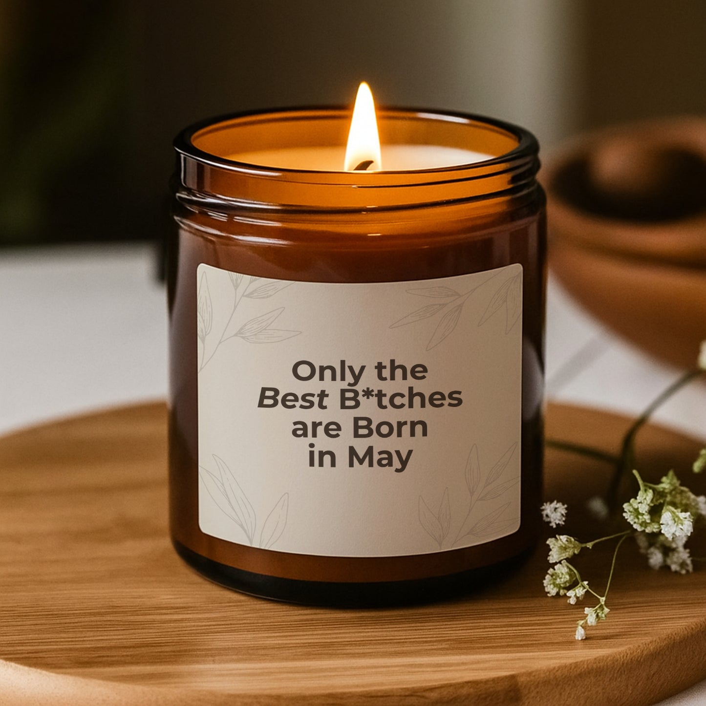 Funny May Birthday Candle Gift for Best Friend, Birthday Party Decor, 28st Birthday, Personalized Gift, Scented Soy Candle (Multi-Size, Amber Jar)