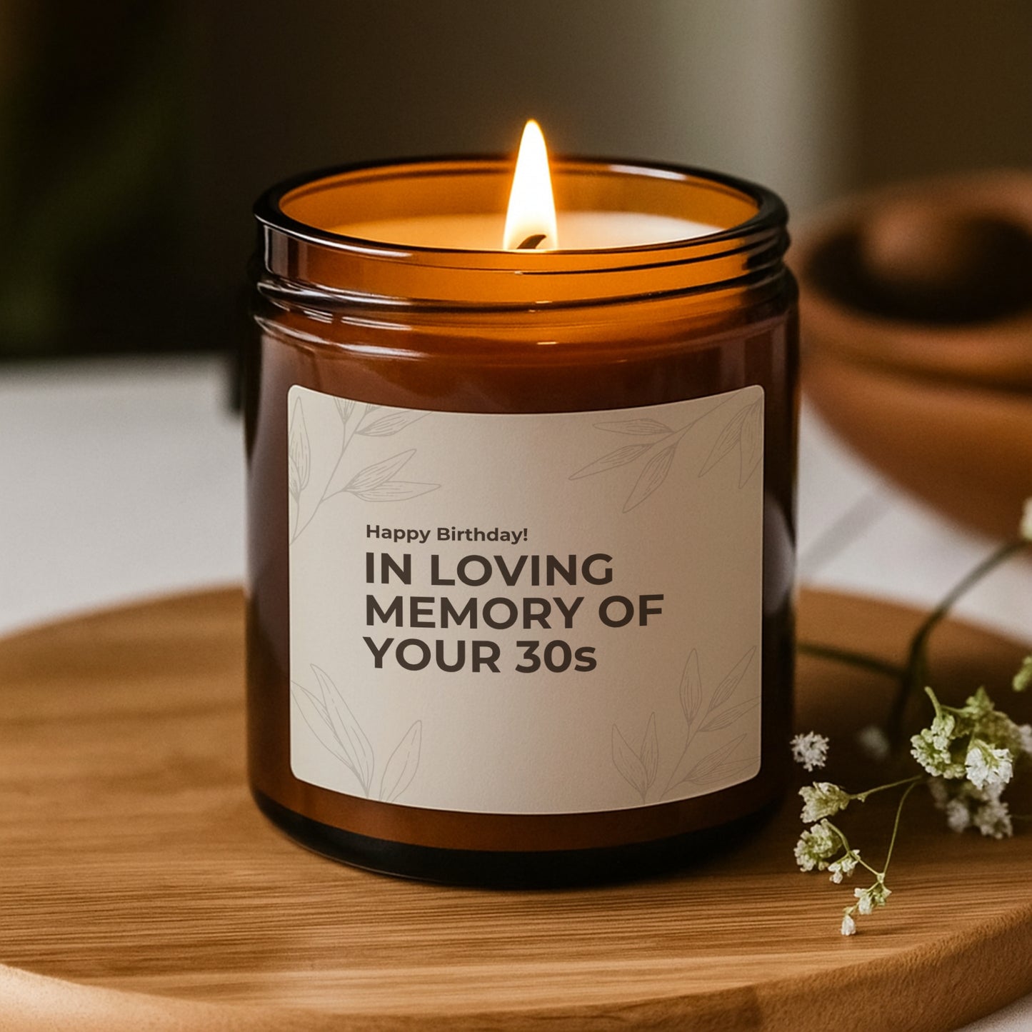 Funny 40th birthday gift,In Loving Memory Of Your 30s Candle, Scented Soy Candle (Multi-Size, Amber Jar)