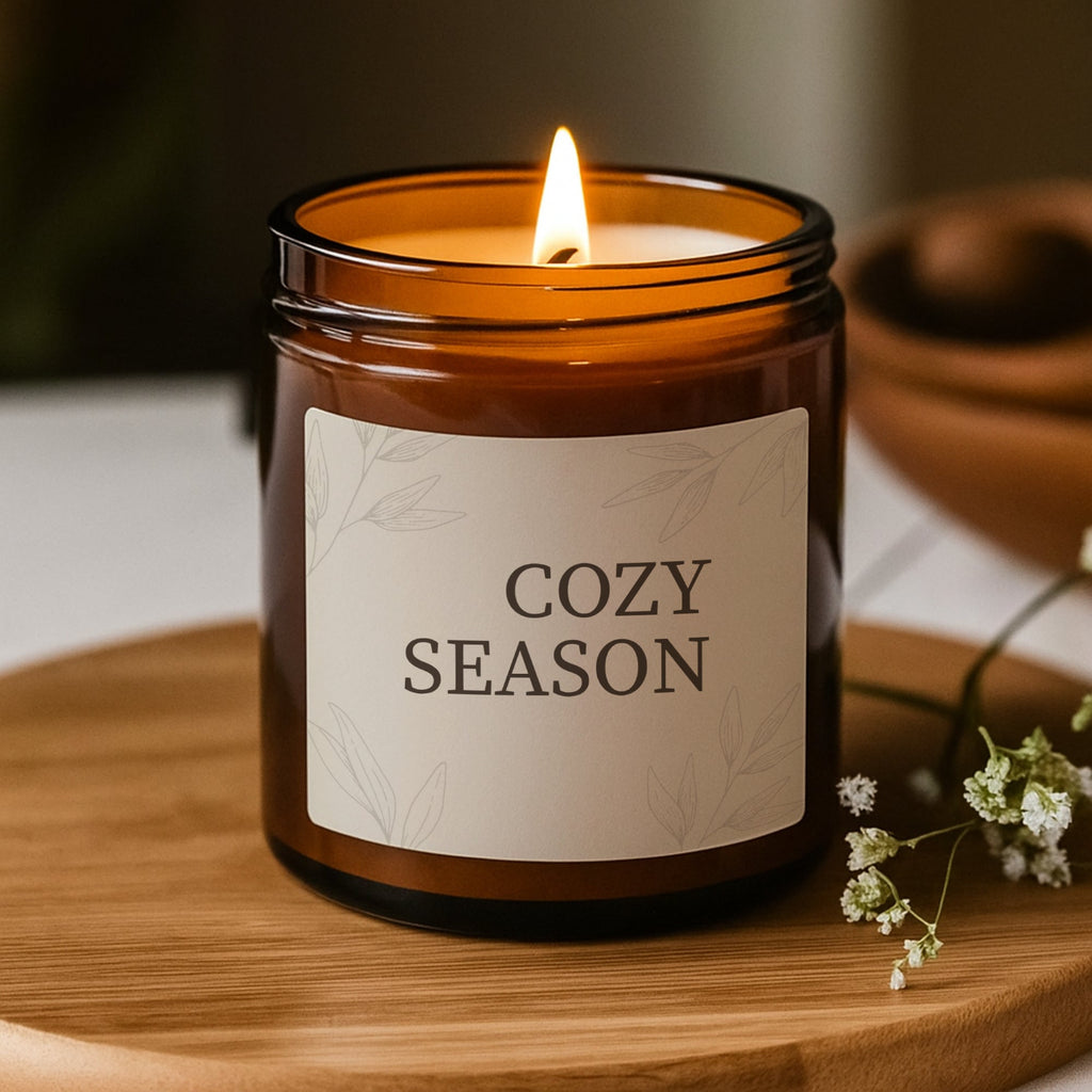 Cozy Season Fall Candle, Scented Soy Candle (Multi - Size, Amber Jar) - Scents For Candles