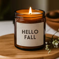 Hello Fall Candle, Autumn Candle Gift, Scented Candle, Fall Candles, Scented Soy Candle (Multi - Size, Amber Jar) - Scents For Candles