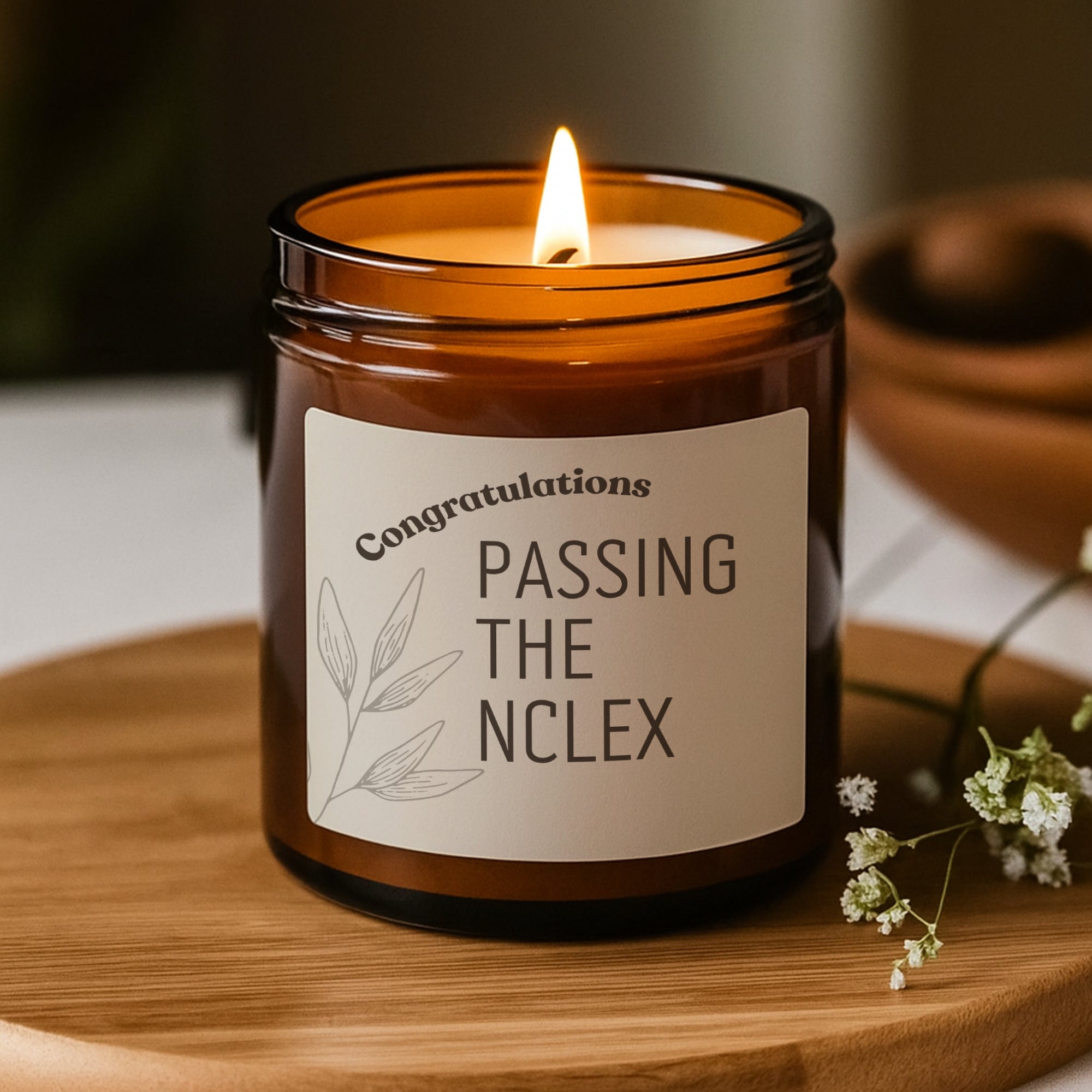 Personalized Nursing School Gift, Graduation Gift, Nurseinthemaking, Nurse Gift, Nurse Candle, Scented Soy Candle (Multi - Size, Amber Jar) - Scents For Candles